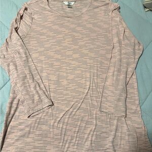 CJ Banks Pink and Gray Long Sleeve Top